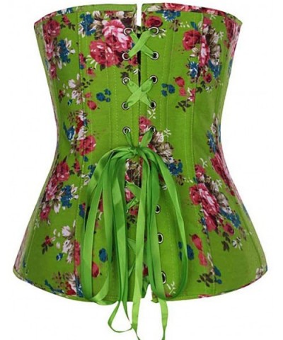 Women Summer Boned Bustier Outwear Overbust Corset Flower Front Buckle Closure Corselet - Green - CA18TMN665U $37.48 Bustiers...