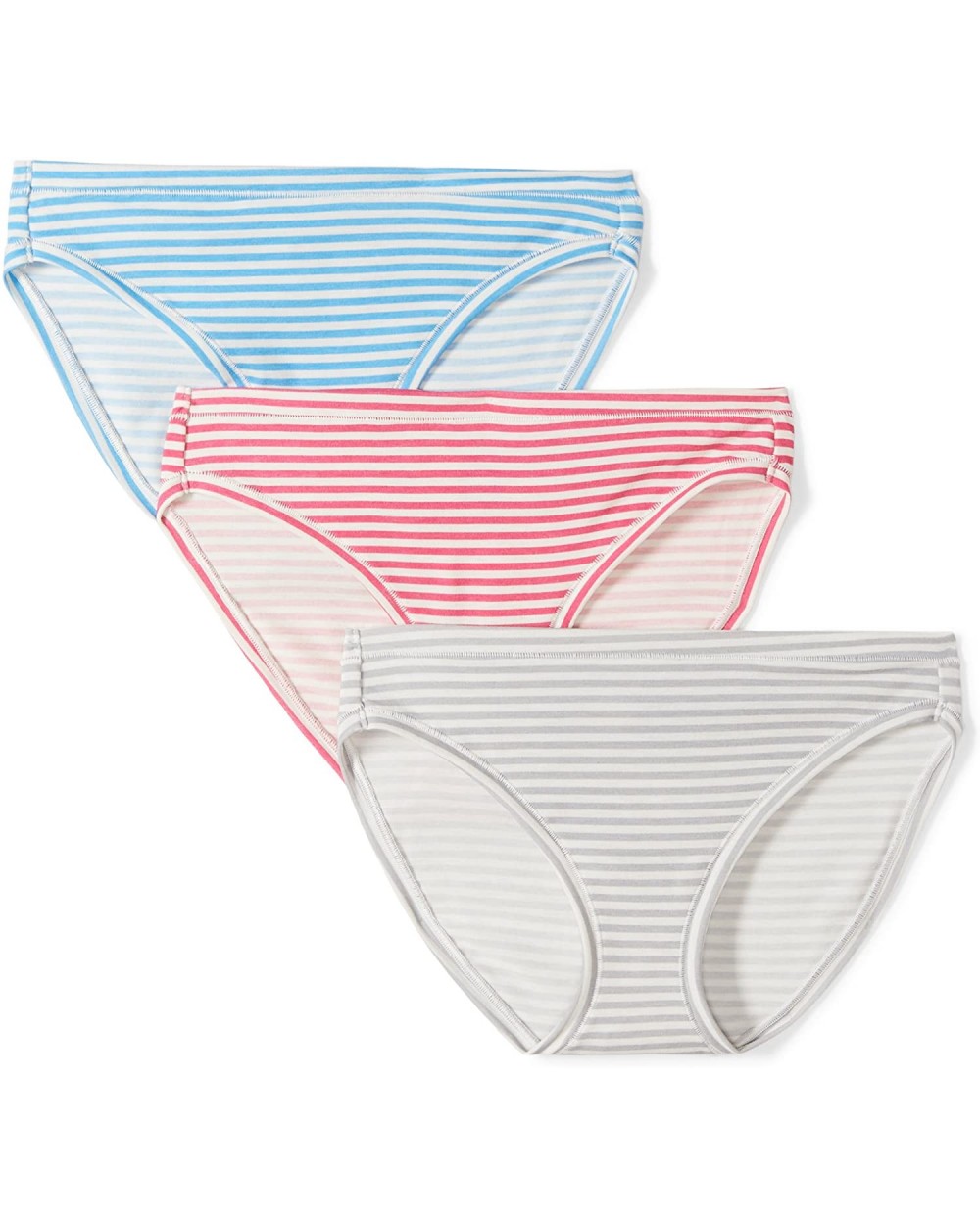 Women's Airy Bikini Underwear- 3-Pack - Light Heather Grey Stripe/Denim Heather Stripe/Pink Heather Stripe - CZ186N85AO4 $11....