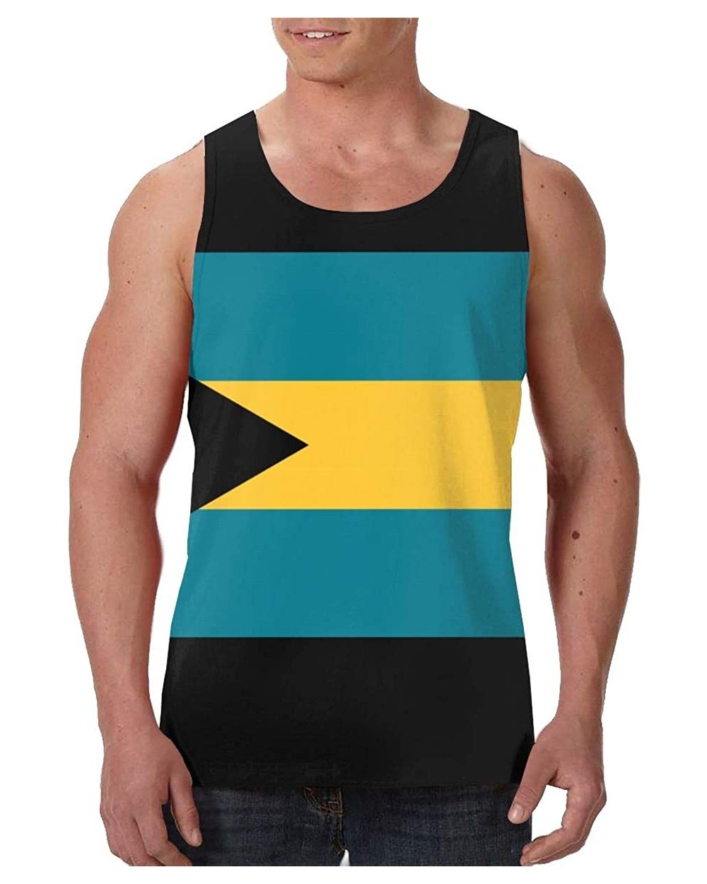 Men's Soft Tank Tops Novelty 3D Printed Gym Workout Athletic Undershirt - Flag of the Bahamas - C719DUUTYOQ $31.38 Undershirts