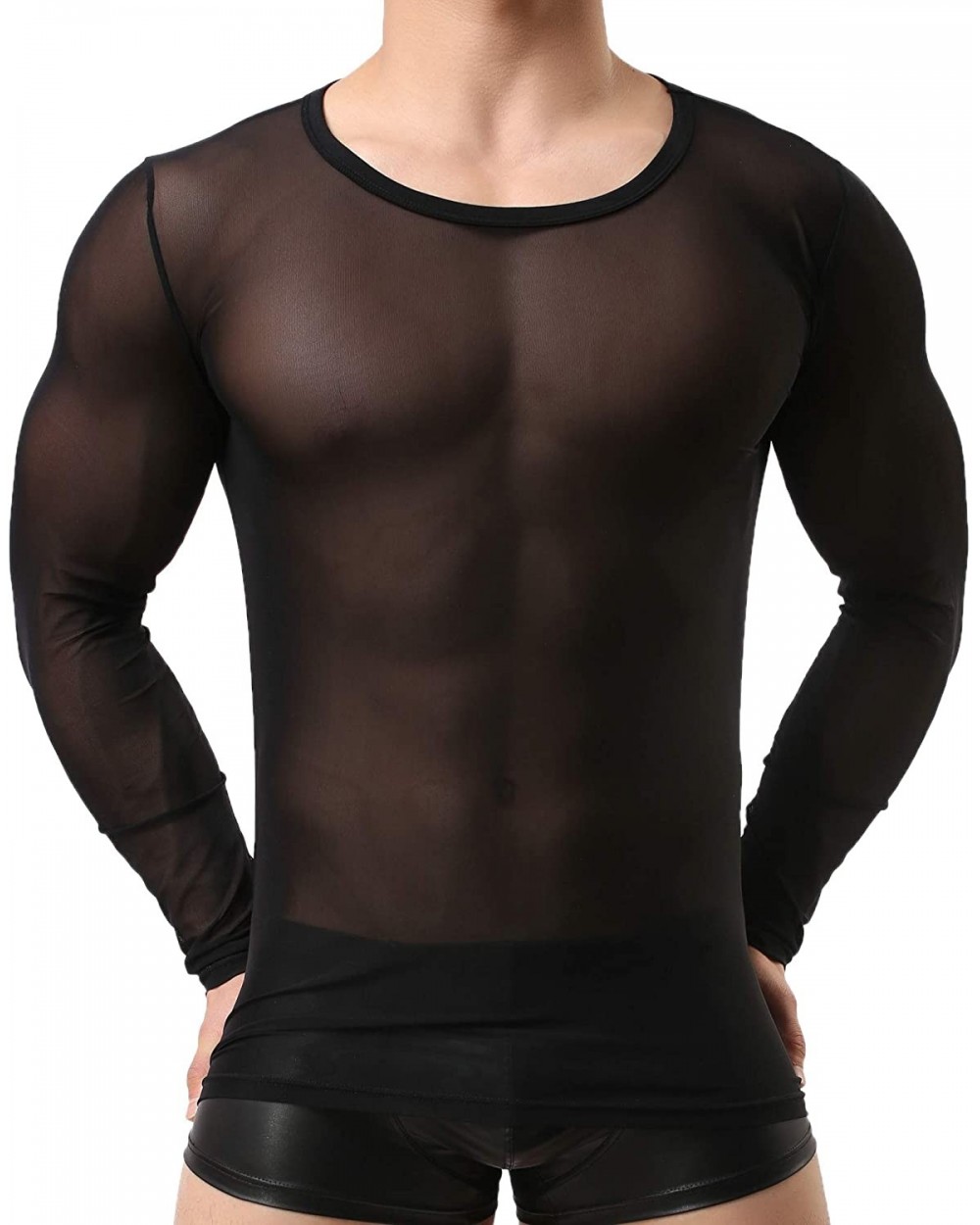 Hot Men's See-Through Compression Vest- Ultimate Sexiness- Hot Men's Bodysuit- Surprise Thing Men's Hot Wear? - Black Shirt -...