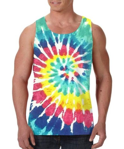 Men's Fashion Sleeveless Shirt- Summer Tank Tops- Athletic Undershirt - Tie Dye Print - CK19D86L3TK $30.90 Undershirts