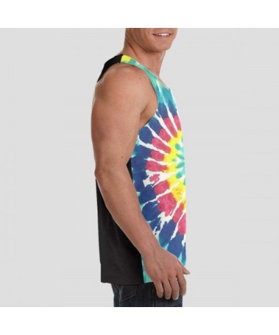 Men's Fashion Sleeveless Shirt- Summer Tank Tops- Athletic Undershirt - Tie Dye Print - CK19D86L3TK $30.90 Undershirts