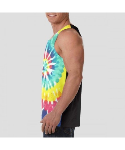 Men's Fashion Sleeveless Shirt- Summer Tank Tops- Athletic Undershirt - Tie Dye Print - CK19D86L3TK $30.90 Undershirts