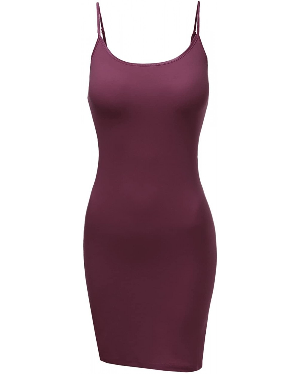 Women's Basic Solid Adjustable Spaghetti Strap Cami Slip Dress - Awttk0255 Plum - CX183KOGEDK $23.87 Slips