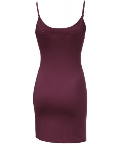 Women's Basic Solid Adjustable Spaghetti Strap Cami Slip Dress - Awttk0255 Plum - CX183KOGEDK $23.87 Slips