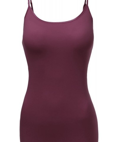 Women's Basic Solid Adjustable Spaghetti Strap Cami Slip Dress - Awttk0255 Plum - CX183KOGEDK $23.87 Slips