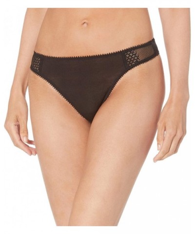 Women's Silk Modal Thong Panty - Black - CW1822YT5X6 $16.43 Panties