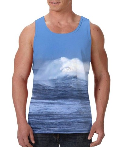 Men's Fashion Sleeveless Shirt- Summer Tank Tops- Athletic Undershirt - Ocean Beach Lighthouse - CX19DE02KT6 $31.92 Undershirts