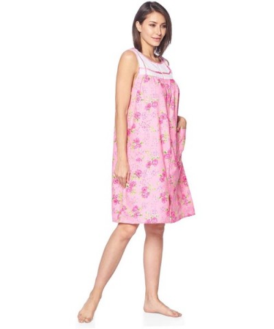 Women's Zip Up House Dress Sleeveless Duster Robe Housecoat Sleep Lounger - Pink Floral - CU18RQ68W2T $29.78 Robes