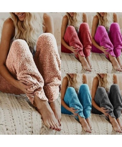 1PC Womens Cozy Fuzzy Fleece Pajama Pants Winter Warm Cozy Plush Lounge Holiday Sleepwear - 33 - CR18N6GEAOT $19.24 Bottoms