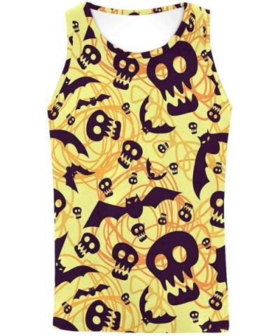 Men's Muscle Gym Workout Training Sleeveless Tank Top Halloween Pumpkin Smiling Faces - Multi10 - CI19DLNLDIT $46.60 Undershirts