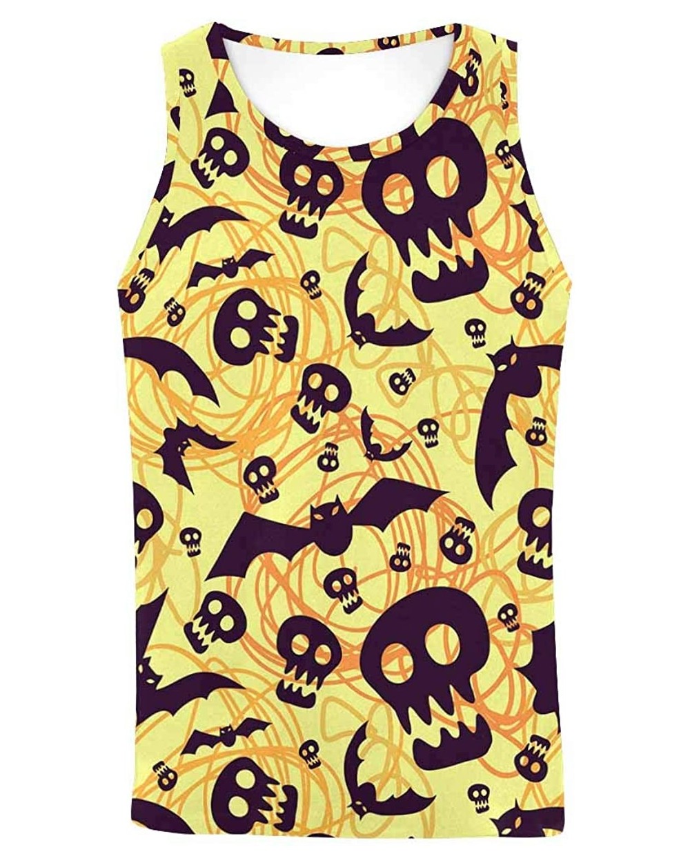 Men's Muscle Gym Workout Training Sleeveless Tank Top Halloween Pumpkin Smiling Faces - Multi10 - CI19DLNLDIT $46.60 Undershirts