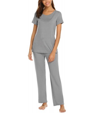 Cotton Nursing/Labor/Delivery Maternity Pajamas Set for Hospital Home Basic Nursing Shirts Pregnancy Pants Grey - CG18EL09HHG...