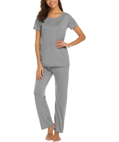 Cotton Nursing/Labor/Delivery Maternity Pajamas Set for Hospital Home Basic Nursing Shirts Pregnancy Pants Grey - CG18EL09HHG...