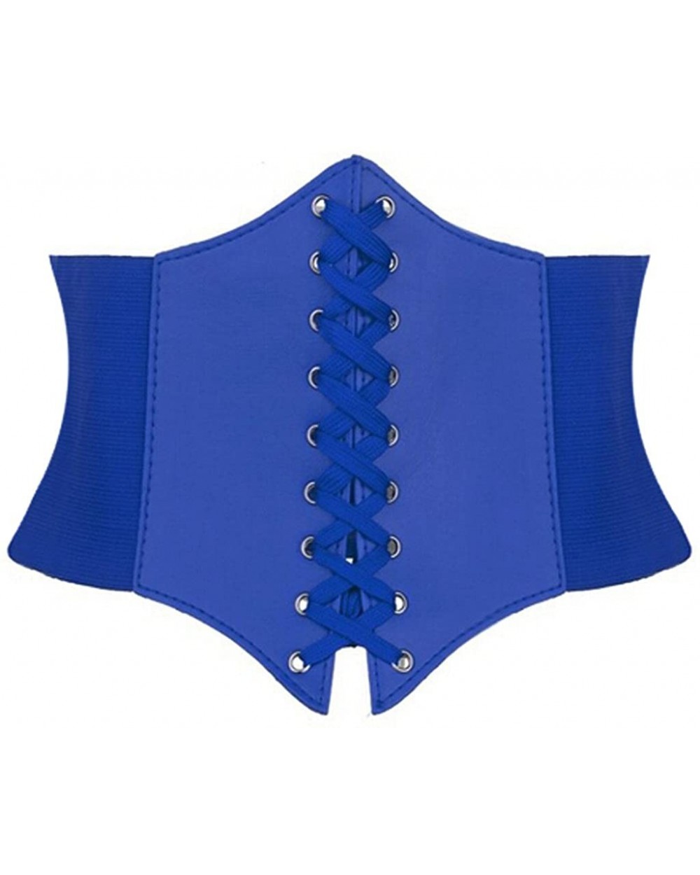 Womens Faux Leather Steampunk Sexy Underbust Corset Belt Bustier - Royal Blue - CC1269U3BKR $18.22 Bustiers & Corsets