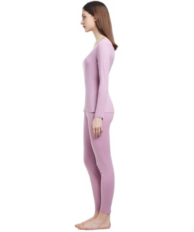 Women's Cotton Lace Crew Neck Thermal Underwear Set Lightweight Long Johns for Women - Seamless Pink - CC18YYWMWZR $15.94 The...