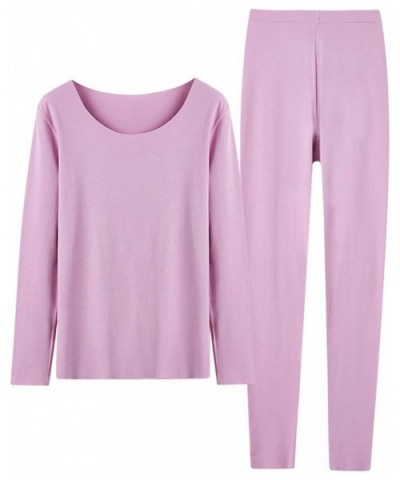 Women's Cotton Lace Crew Neck Thermal Underwear Set Lightweight Long Johns for Women - Seamless Pink - CC18YYWMWZR $15.94 The...