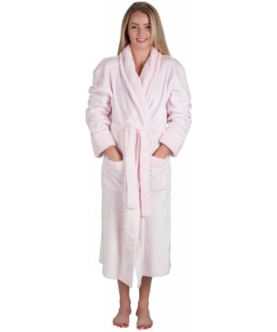 Women's 48" Spa Style Full Length Robe with Velvet Collar & Cuffs (Small- Pink Mist) - CM17YKHKZW4 $39.08 Robes