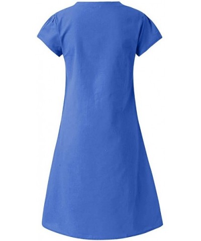 T-Shirt Dresses Women Summer Style Feminino Vestido Cotton Casual Plus Size Dresses - Blue - CM18SEZC4QL $27.65 Thermal Under...