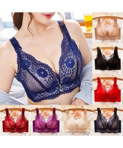 Lace Trim Women Sexy Bra-Wire Free Padded Push Up Seamless Brassiere Underwear Skin Color 40/90 - Skin Color - CW18UG9LG2Y $2...