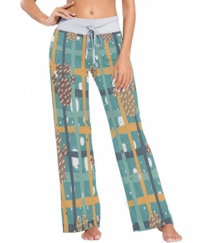 Women Pajama Pants Brown Dog Paws Comfy Stretch Drawstring Long Wide Leg Lounge Pants - Multicolor - CI19CMC30O0 $34.92 Bottoms