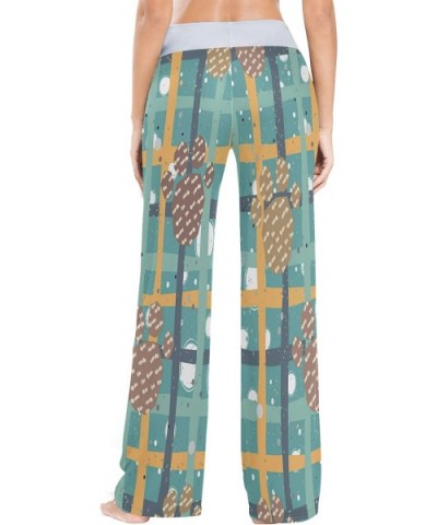 Women Pajama Pants Brown Dog Paws Comfy Stretch Drawstring Long Wide Leg Lounge Pants - Multicolor - CI19CMC30O0 $34.92 Bottoms