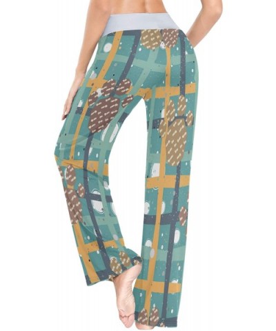 Women Pajama Pants Brown Dog Paws Comfy Stretch Drawstring Long Wide Leg Lounge Pants - Multicolor - CI19CMC30O0 $34.92 Bottoms