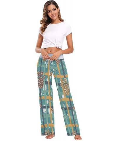 Women Pajama Pants Brown Dog Paws Comfy Stretch Drawstring Long Wide Leg Lounge Pants - Multicolor - CI19CMC30O0 $34.92 Bottoms