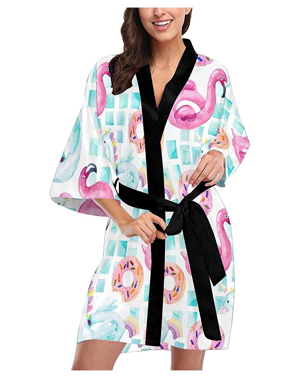 Custom Hawaiian Tropical Palm Tree Women Kimono Robes Beach Cover Up for Parties Wedding (XS-2XL) - Multi 4 - C9194S4ZS5X $79...