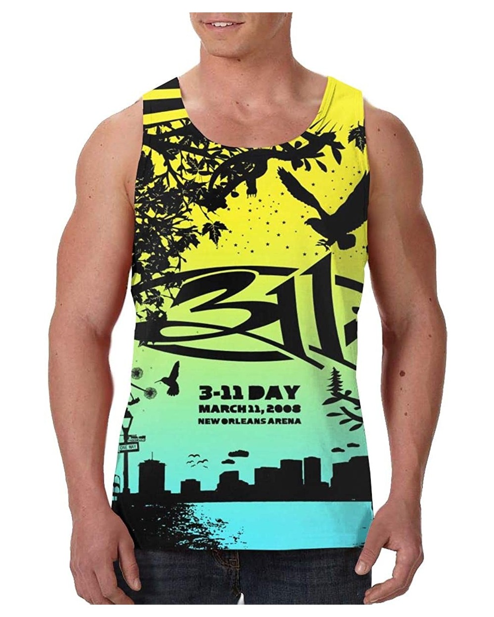 311 Band Mens Comfort Premium Tank Top Black - C619CAKMDRD $33.83 Undershirts