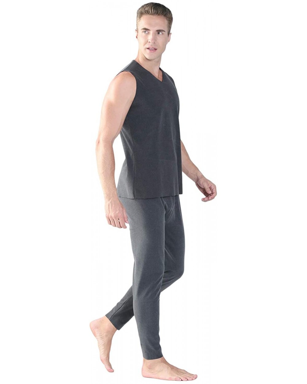 Men's Thermal Underwear Set Winter Warm Long Johns Base Layer Shirts & Bottom - Dark Gray - C41920KMLU7 $44.86 Thermal Underwear