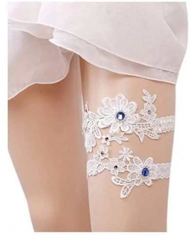 Rhinestones Lace Garter Wedding Garter Bridal Garter Belt Set - F - C4185Q47QW6 $13.99 Garters & Garter Belts