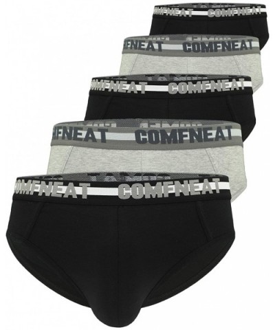 Men's 5-Pack Briefs Cotton Spandex Stretchy Ultra Soft Comfy Underwear - Black + Grey 5-pack - C61936888E6 $37.06 Briefs