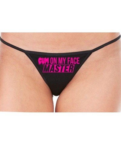 Cum On My Face Master Cumslut Cumplay Black String Thong Panty - Hot Pink - C1195AY33ZO $23.54 Panties