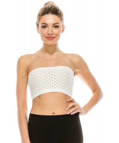 Premium Seamless Reversible Mini Bandeau Tube Top- UV Protective Fabric UPF 50+ (Made with Love in The USA) - Off White - CJ1...