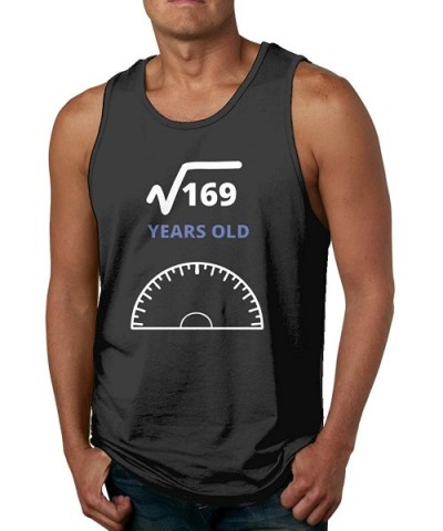 Square Root of 169 13 Years Old Casual Summer Tank Tops for Men Cotton Funny Beach T Shirts - Black - C219DI2OA0X $38.73 Unde...