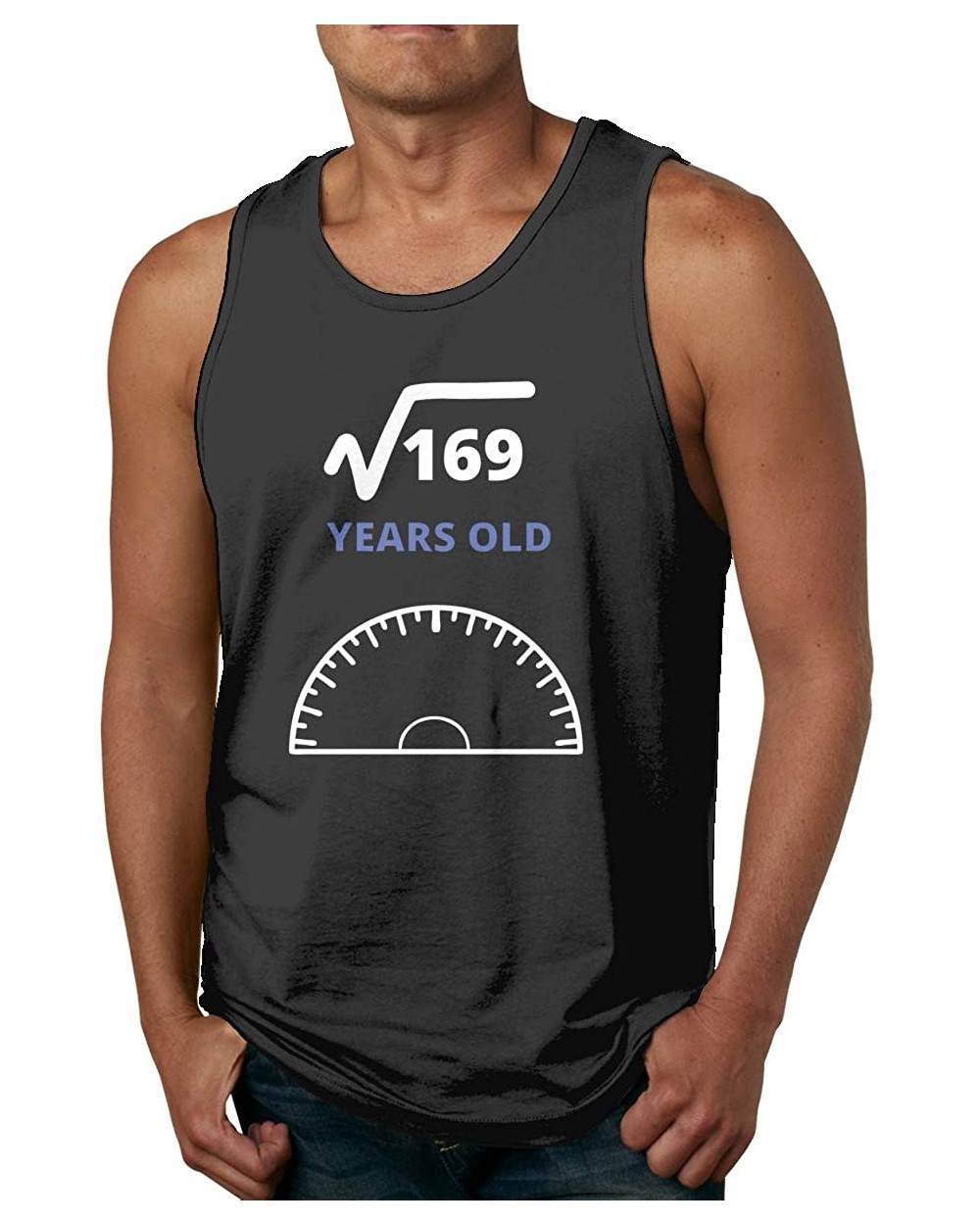 Square Root of 169 13 Years Old Casual Summer Tank Tops for Men Cotton Funny Beach T Shirts - Black - C219DI2OA0X $38.73 Unde...