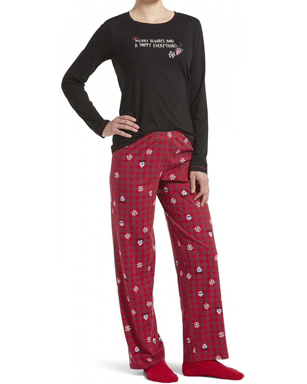 Women's Printed Knit Tee and Pant 3 Piece Pajama Set - Black - Mercury Always - CF18YKZWQXS $37.99 Sets