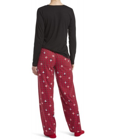 Women's Printed Knit Tee and Pant 3 Piece Pajama Set - Black - Mercury Always - CF18YKZWQXS $37.99 Sets