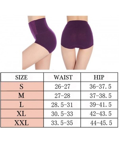 Womens High Waist Underwear Solid Color Tummy Control Cotton Brief Panties 3/5 Pack - 5 Pack - C718WI4OGWL $33.56 Panties