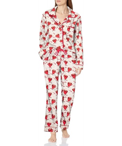 Women's Printed Micro Fleece Sleep Set - Ivory/Red - CT12MZXR5T8 $42.04 Sets