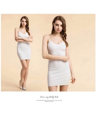 Womens Mulberry Silk Stretch Rib Full Slips Underdress Sexy Bodycon Cami Mini Dress - White - CQ18R8UOTHG $35.93 Slips