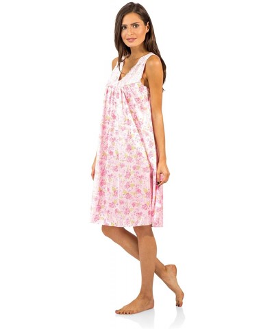 Women's Flower Tricot Sleeveless Nightgown - Floral/Pink - C712O4UOQIR $20.73 Nightgowns & Sleepshirts