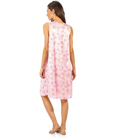 Women's Flower Tricot Sleeveless Nightgown - Floral/Pink - C712O4UOQIR $20.73 Nightgowns & Sleepshirts