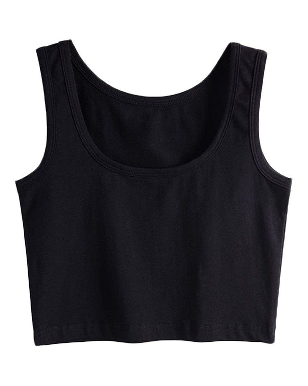 Women Crop Tank Top Slim Fit Camisole Vest Cotton Sleeveless Tops - Black - CN19C8AOUID $14.99 Camisoles & Tanks