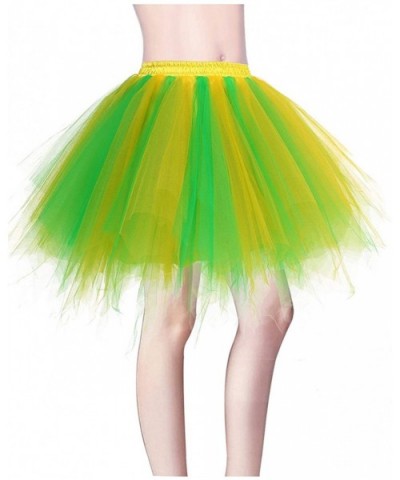 Women's 1950s Vintage Petticoats Crinolines Bubble Tutu Dance Half Slip Skirt - Gold Green - CI1903EZ4E3 $39.87 Shapewear