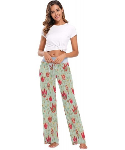 Womens Pajama Lounge Pants Red Tulips Field Floral Flowers Wide Leg Casual Palazzo Pj Sleep Pants Laides 3d Print 1 - C719DEX...