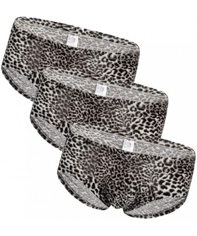 Men's Boxer Briefs Low Rise Sexy Leopard Print Underpants - Black 3 - C718Y6KQDDU $34.99 Briefs