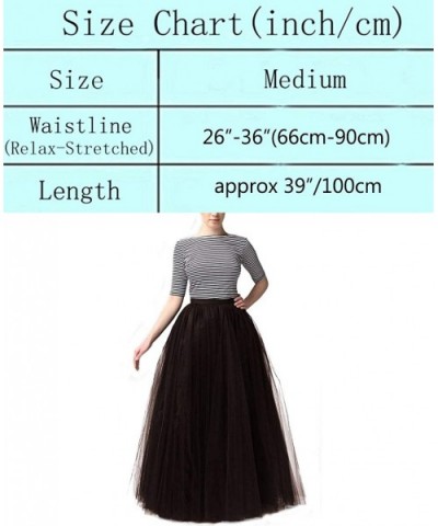 Women's Long Tutu Tulle 5 Layers Skirt Elastic Waist A Line Floor Length Prom Party Skirts Petticoat - Champagne - C818L0AOMK...