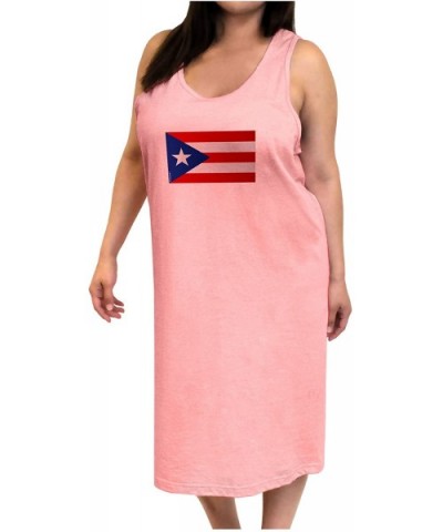 Puerto Rico Flag Adult Tank Top Dress Night Shirt - Pink - C612F0F7Q0X $42.54 Nightgowns & Sleepshirts